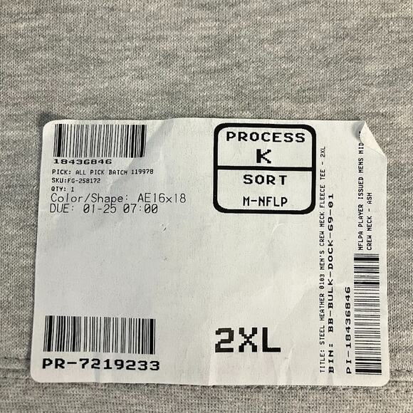 Aaron Rodgers #12 NFLPA Player Issued Crewneck Sweatshirt FANATICS Gray XXL 2XL - Picture 5 of 8